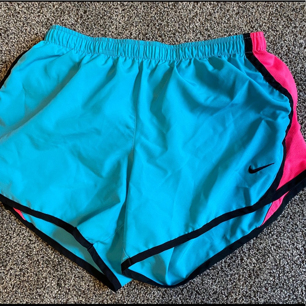 blue and pink nike shorts